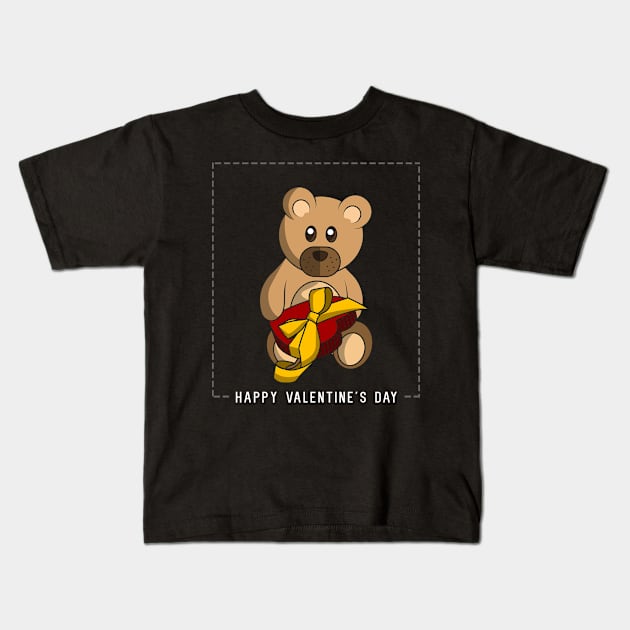 Happy Valentine's Day - Teddy bear with a heart Kids T-Shirt by Markus Schnabel